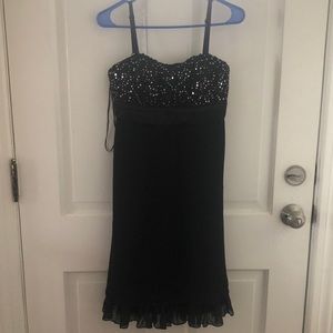 Black bustier midi dress by Kathy Roberts in size 4P
